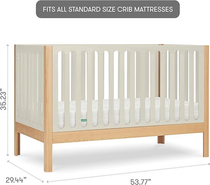 Newton Baby Galileo Standard Crib, Solid Beech Wood in Natural/Dove 2-Tone Color, 3-in-1 Convertible Crib with Toddler Bed Conversion Kit, Ultra-Safe Non-Toxic Finish