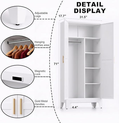 71" H Tall Pantry Cabinet with Doors,Kitchen Pantry Cabinet,Black Metal Storage Cabinets,Garage Storage Cabinet,Food Storage Cabinet with Doors and Shelves