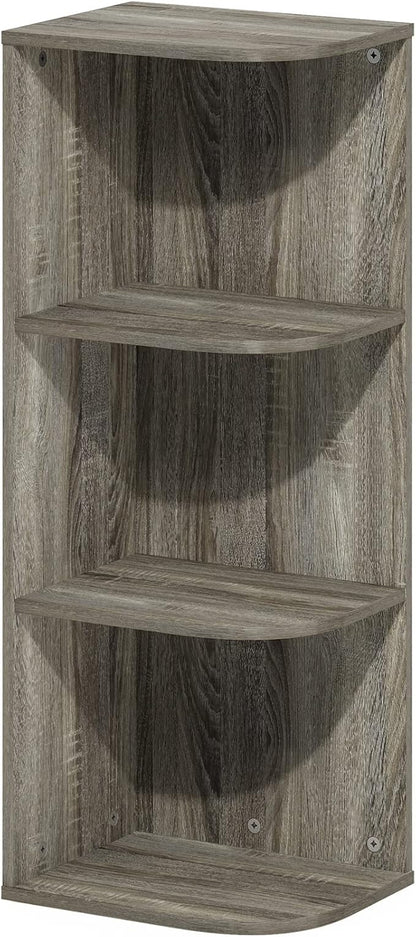 Furinno PASIR Book Shelf, 3-Tier Corner Bookshelf with Open Shelf, Standing Bookcase, 9.3 x 12 x 31.5 for Organization and Storage, for Living Room, Bedroom, Home Office, French Oak