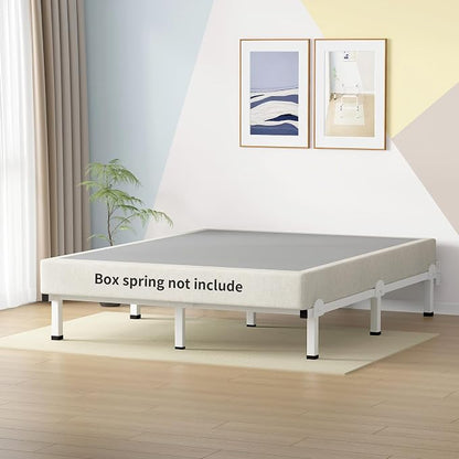 Superay Metal Bed Frame, 9-Leg Bed Base 8 inches Support for Box Spring and Mattress Set, King, Easy Assembly, White