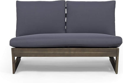 GDFStudio Noble House Sherwood Outdoor Acacia Wood Loveseat in Gray and Dark Gray