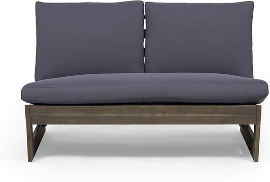 GDFStudio Noble House Sherwood Outdoor Acacia Wood Loveseat in Gray and Dark Gray