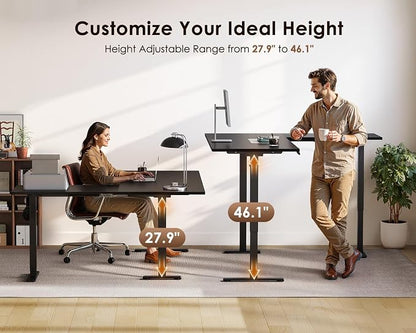 OffiGo 71 Inch Reversible L Shaped Electric Standing Desk, Height Adjustable Corner Stand up Desk, Ergonomic Large Lift Computer Table for Home, Office, Workstation, Black
