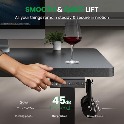 Electric Standing Desk Adjustable - 71x30 Inch Sit Stand Desk with 1 Inch Thick Tabletop, Double Beam Frame, 3 Memory Height Adjustment, Cable Management for Home Office