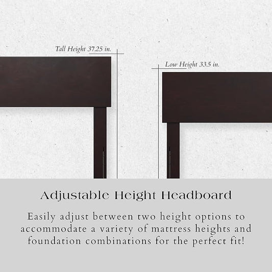 AFI, Orlando Twin Adjustable Modern Solid Wood Panel Headboard, Espresso