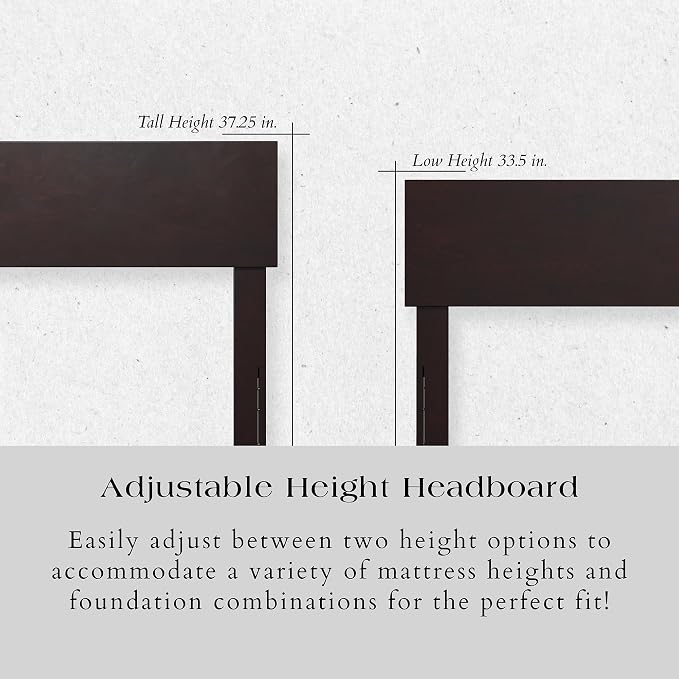 AFI, Orlando Full Adjustable Modern Solid Wood Panel Headboard, Espresso