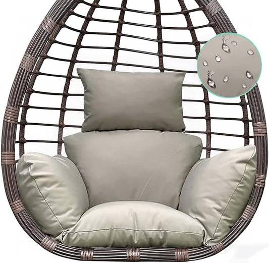 Hanging Basket Seat Cushion Egg Chair Cushion Waterproof Hanging Chair Cushion with Headrest Light Grey