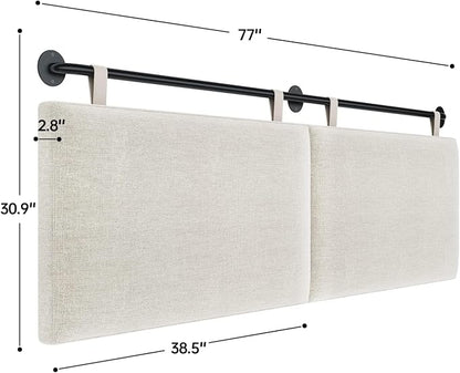 Headboard for King Size Bed, Wall Mounted Headboard with Fine Linen Upholstery and Button Tufting, Adjustable Heigh Head Board for Bedroom (Beige, King)