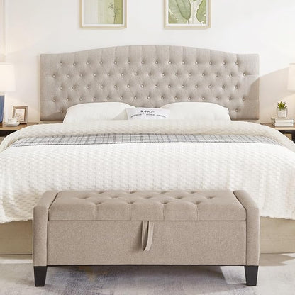 24KF Upholstered Tufted Button Linen Wall Mounted Headboard,Comfortable Fashional Headboard King/CA King Size, 6055-K-Linen