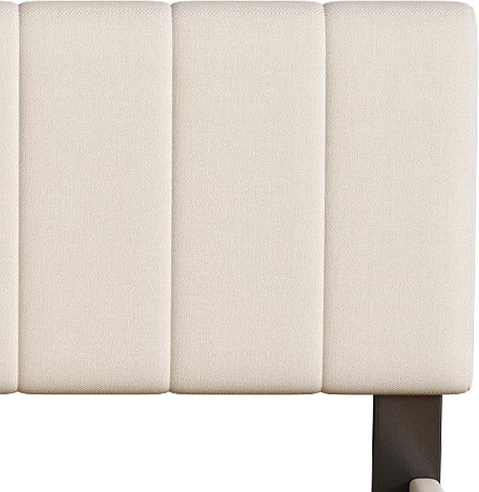 Full Size Upholstered Platform Bed with Pull-Out Trundle Bed | Twin Size Trundle, LED Lighting Controlled by APP, USB+Type-C Charging Ports, Chenille Upholstered Bed Frame,Beige