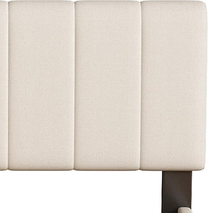 Full Size Upholstered Platform Bed with Pull-Out Trundle Bed | Twin Size Trundle, LED Lighting Controlled by APP, USB+Type-C Charging Ports, Chenille Upholstered Bed Frame,Beige