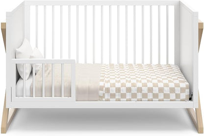 Storkcraft Equinox 3-in-1 Convertible Crib – GREENGUARD Gold Certified, Fits Standard Crib Mattress, Converts to Toddler Bed and Daybed, 4 Adjustable Mattress Heights (White and Driftwood)