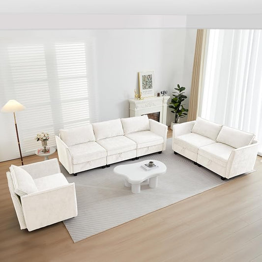 ORRD 3 Piece Modular Sectional Sofa Set, Convertible Couch with Storage, Sofa Modular for Living Room, Office (Beige)