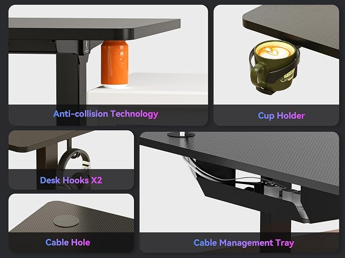 WALKINGDESK 75x61 Inches Reversible L Shaped Standing Desk Height Adjustable with Cup Holder, Electric Corner Computer Workstation for Home Office, Ergonomic Sit Stand up Gaming Desk, Black