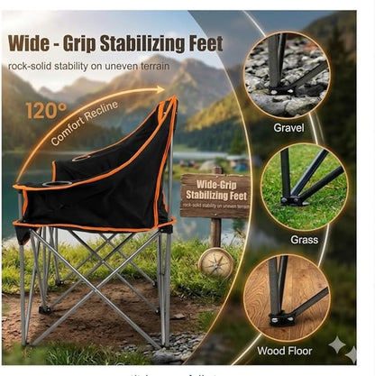 EMERIT Oversized Double Duo Camping Chair Folding Camping Loveseat 2 Person Camping Couch Heavy Duty Lawn Chairs for Outside with Padded Seats & Armrests-Support 650LBS | Heavy Duty 650LB