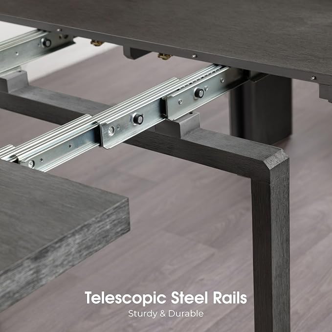 Transformer Table - Solid Wood Extendable Dining Table, Seats 2-12, Expandable Dining Room Table, Space-Saving Furniture, Kitchen and Dining Room Furniture (Dark Grey, Table + 2 Benches)