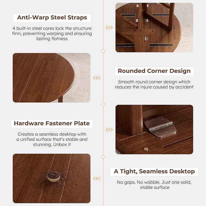 47.2" Solid Wood Small Round Dining Table, 3 in 1 Space Saving Folding Dining Table, Foldable Kitchen Table for 2-6, Round Table with Leaf, Wooden Folding Table Drop Leaf Tables for Small Spaces