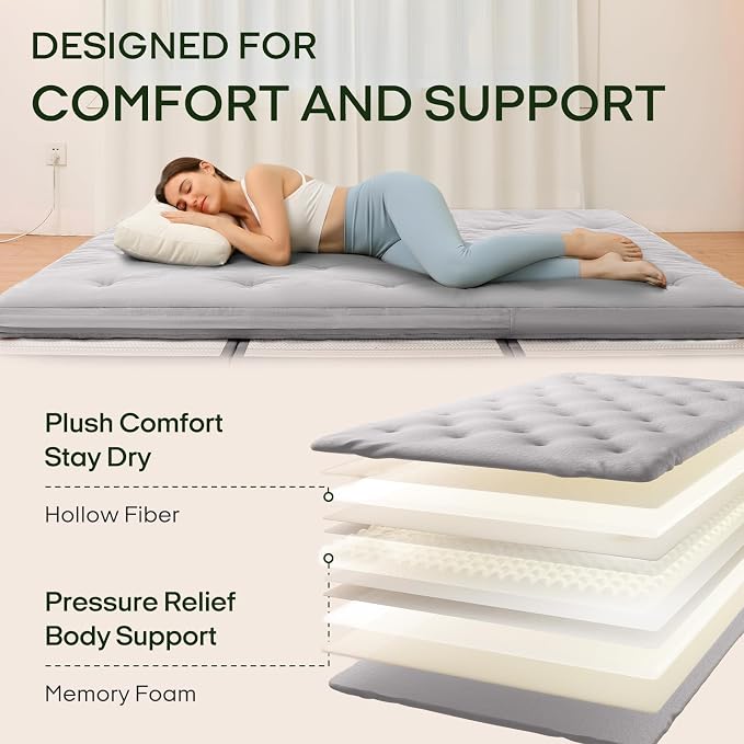 ZonLi Japanese Floor Futon Mattress Twin Size 75"x 39", 100% Cotton Cover 2.5'' Thicken Tatami Mattress, Foldable Sleeping Pad, Portable Dormitory Tatami Mat, Roll Up Floor Lounger Bed for Adult