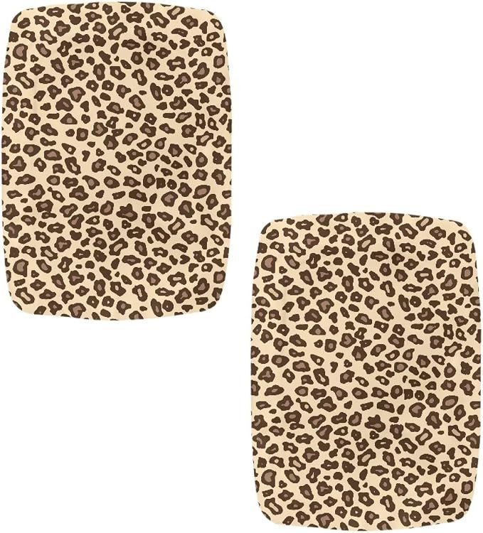 Bar Stool Rectangle Seat Covers Brown Leopard Print Bar Stool Chair Cover Set of 2 Stretch Stool Covers Rectangular Washable Soft Stool Slipcover Bar Chair Cover with Elastic Band