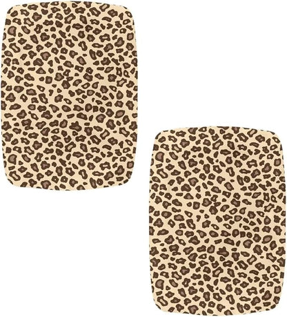 Bar Stool Rectangle Seat Covers Brown Leopard Print Bar Stool Chair Cover Set of 2 Stretch Stool Covers Rectangular Washable Soft Stool Slipcover Bar Chair Cover with Elastic Band