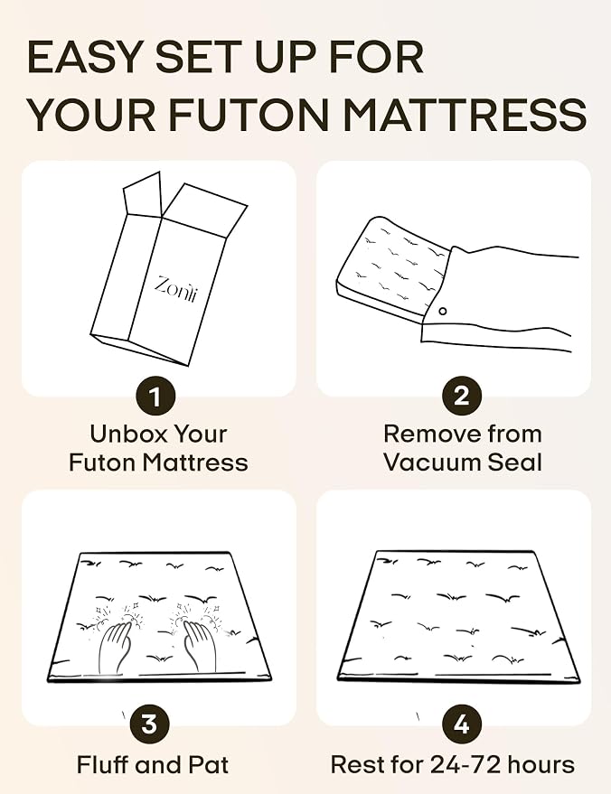 ZonLi Japanese Floor Futon Mattress Queen Size 80"x 60", 100% Cotton Cover 4'' Thicken Tatami Mattress, Foldable Sleeping Pad, Portable Dormitory Tatami Mat, Roll Up Floor Lounger Bed for Adult