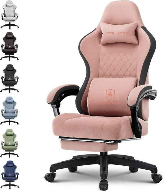 GTPLAYER Gaming Chair, Computer Office Chair with Pocket Spring Cushion, Linkage Armrests and Footrest, High Back Ergonomic Computer Chair with Lumbar Support Task Chair with Footrest