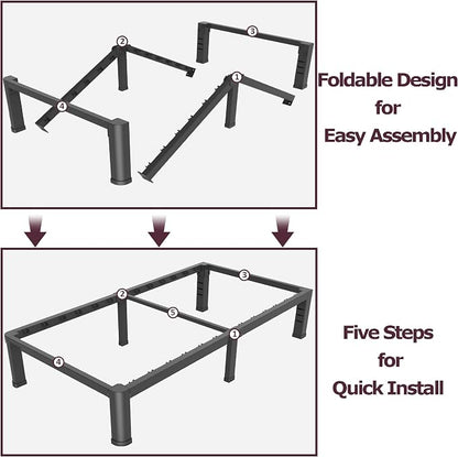 Bilily 6 Inch Low Twin Bed Frame with Round Corner Legs,3500 LBS Heavy Duty Low Profile Twin Size Metal Platform, Steel Slats Support No Box Spring Needed Easy Assembly Noise-Free for Kids Room,Black