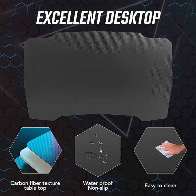 BestOffice Gmaing Desk Z Shaped 39.4in Computer Gaming Workstation Ergonomic Gaming Table with Headphone Hook for Game Players, Blue