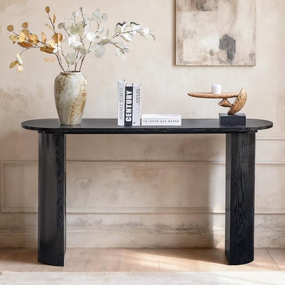 LKTART 55" Black Console Table for Entryway, Couch Tables Behind Sofa, Space-Saving Wooden Entry Foyer Hallway Table, Modern Console Sofa Tables for Hallway Organization