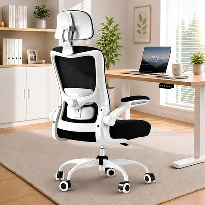 Ergonomic Office Chair for Long Hours, Padded Lumbar Support for Lower Back Relief, 330 lb Capacity, Comfortable Computer Desk Chair for Home Office, Computer & Study