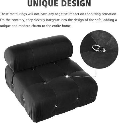 Modular Sectional Sofa, Velvet Couch, Middle seat, Black