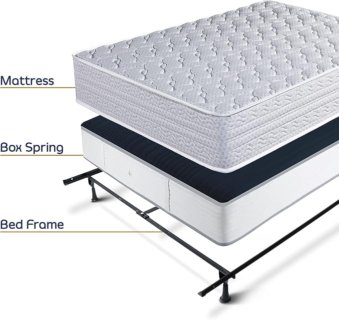 Clara Clark Adjustable Bed Rails - Metal Bed Frame with Center Support Leg - 5.25' H Low, Expands from Twin to Full, Black