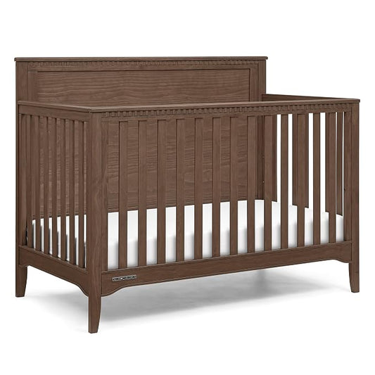 Delta Children Kendall 6-in1 Convertible Crib - Converts from Baby Crib to Toddler Bed, Daybed, Sofa Bed and Full-Size Bed with and Without Footboard, Fits Full-Size Crib Mattress, Teak Brown
