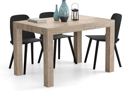 Mobili Fiver, First Extendable Table, 47.2(78.7) x31.5 in, Oak, for 6-8 People, Expandable Dining Table for Kitchen, Living Room, Italian Furniture