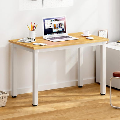 DlandHome 31.5 inches Small Computer Desk for Home Office Activity Table Writing Table for Small Spaces Study Table Student Laptop Desk Teak and White DND-AC3TW-8040,Teak + White