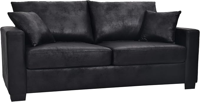 Ball & Cast 69" Loveseat Sofa, Modern Love Seat Couches for Living Room, Upholstered 2 Seater Small Couch with 2 Throw Pillows for Bedroom,Apartment,Office,Easy Assembly,Black