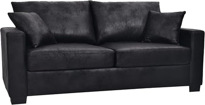 Ball & Cast 69" Loveseat Sofa, Modern Love Seat Couches for Living Room, Upholstered 2 Seater Small Couch with 2 Throw Pillows for Bedroom,Apartment,Office,Easy Assembly,Black