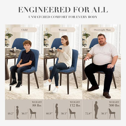 COLAMY Upholstered Dining Chairs Set of 6, Modern Kitchen Chairs with Back, Leather Side Dining Room Chairs with Wood Legs for Kitchen Dining Room Restaurant, Blue