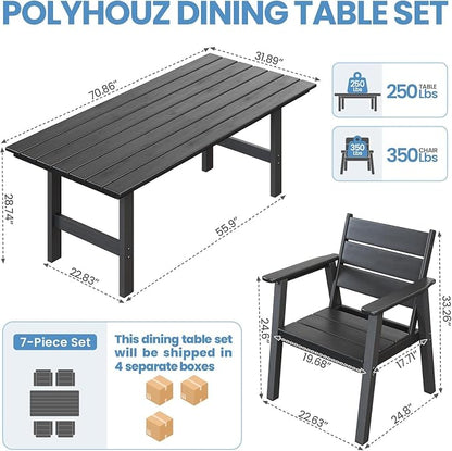 Outdoor Dining Set,5-Piece Patio Table and Chairs Set for 4, HDPE Outdoor Dining Table and Chairs with Umbrella Hole, All-Weather Patio Dining Furniture Set,Black