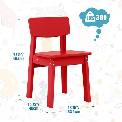 Costaelm Outdoor Kids Dining Chair Set of 2,Step Stool Toddler Chair, Red