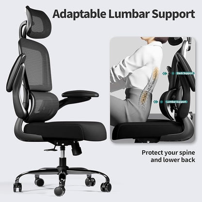TRALT Office Chair Ergonomic Desk Chair, 330 LBS Home Mesh Office Desk Chairs with Wheels, Comfortable Gaming Chairs (1, Black)