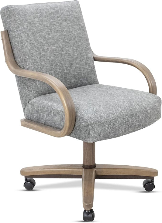Chromcraft Douglas Hazelwood Shade Swivel Dining Chairs with Casters, Set of 1 – Luxury Upholstered Kitchen & Dining Room Chairs with Arms, Ergonomic Tilt & Swivel Comfort - D9570