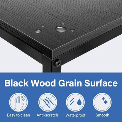 YSSOA Hardwood Surface C Shaped Sofa Side End Snack Desk, 13.75" x 21.75" x 27", Wooden, Black