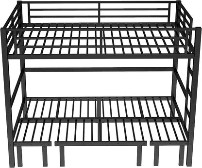 Bellemave Twin XL Futon bunk Bed, Lower bunk can be Pulled Out in Three Sections, Loft Bed with Sofa for Teens, Adults, Bedroom, Black(Excluding Cushions and mattresses)