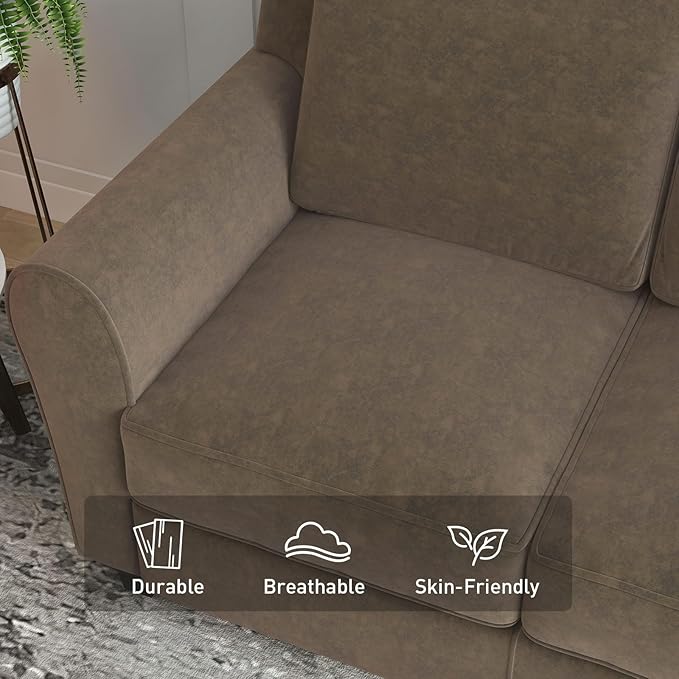 Bonzy Home 58" Brown Loveseat Sofa Couch for Living Room, 2 Seater Love Seat for Small Spaces, Modern Couches with Thick Cushion for Home Apartment Office