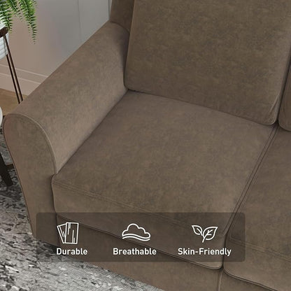 Bonzy Home 58" Brown Loveseat Sofa Couch for Living Room, 2 Seater Love Seat for Small Spaces, Modern Couches with Thick Cushion for Home Apartment Office