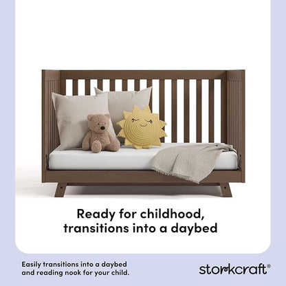 Storkcraft Beckett 3-in-1 Convertible Crib – GREENGUARD Gold Certified, Fits Standard Crib Mattress, Converts to Toddler Bed and Daybed, 4 Mattress Heights, Grow-with-Me Design (Hazelnut)