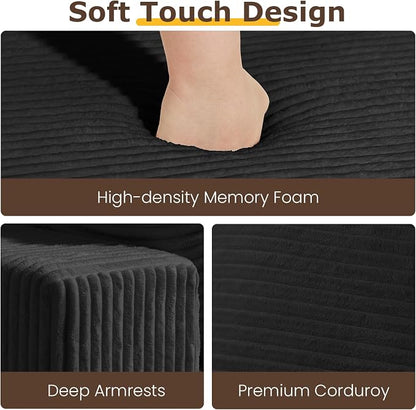 3 Seater Boneless Couch for Living Room, Convertible Futon Sofa Bed Comfy Pull Out Couch with 5 Pillows & Detachable Washable Cover, Upholstered Floor Sofa in A Box, No Assembly Required, Black
