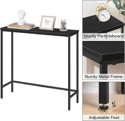 HOOBRO Narrow Console Table, 29.5" Small Entryway Table, Thin Sofa Table, Side Table, Display Table, for Hallway, Bedroom, Living Room, Foyer, Black BK75XG01