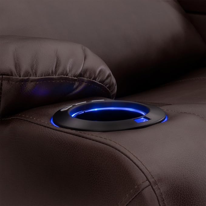 RecPro Charles RV Power Loveseat | 64" | Cup Holders | Mahogany